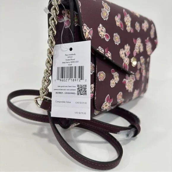Kate Spade Tinsel Flap CrossbodyClutch Bag with Floral Print